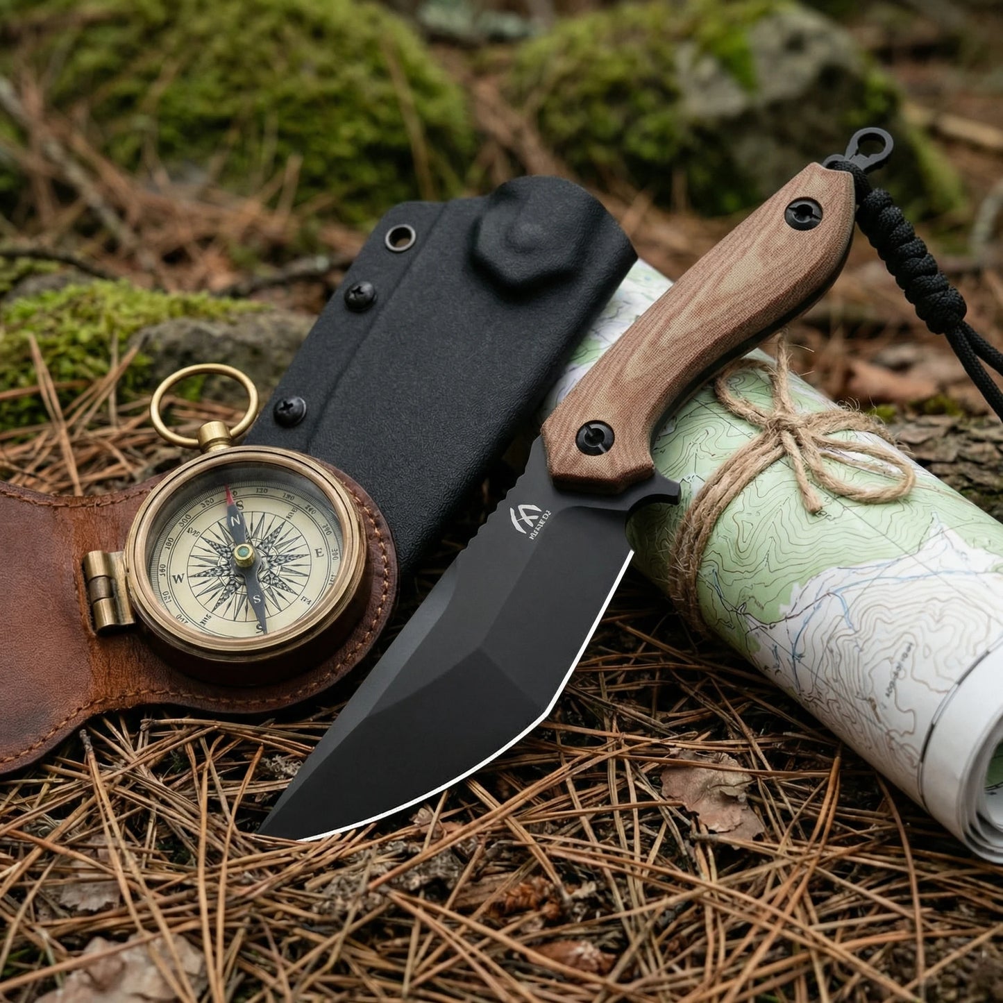 HUANGFU Fixed Blade Knife Outdoor Camping Tool High Hardness Steel