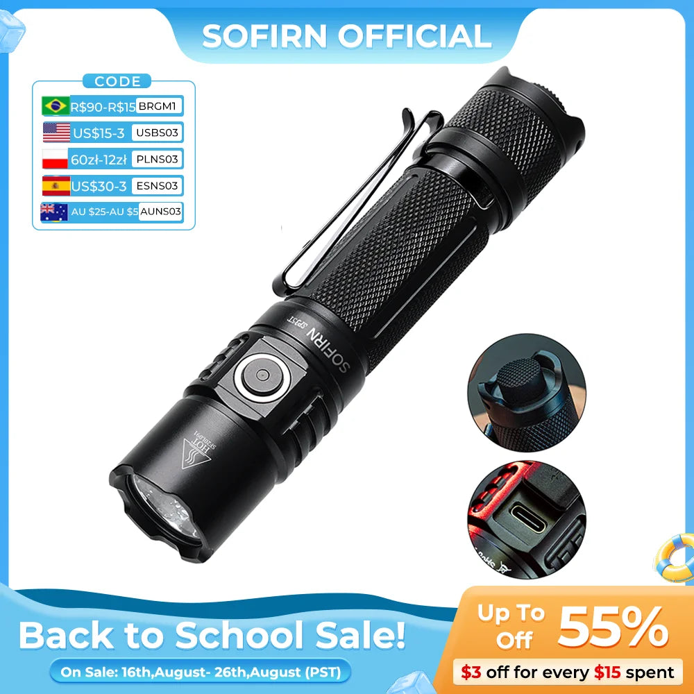 Sofirn SP35T Tactical LED Flashlight With USB C Charging