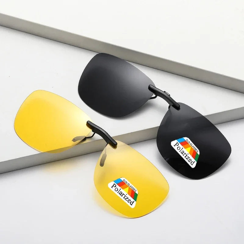 Dawndesslo Square Clip On Sunglasses Polarized UV400 Night Vision