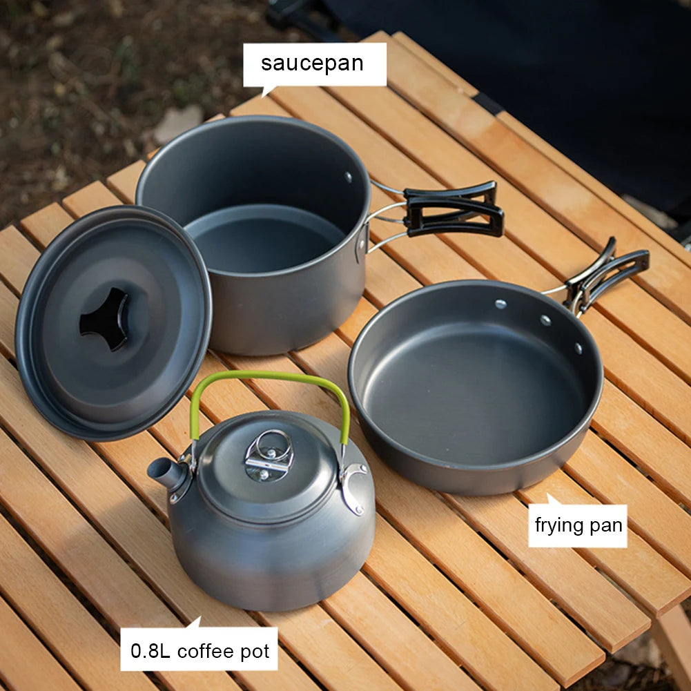 APWIKOGER Camping Cookware Set Three Piece Outdoor Kit