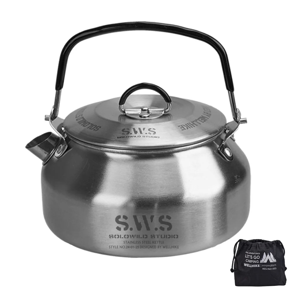Stainless Steel Ultralight Portable Hiking Kettle For Outdoor Camping