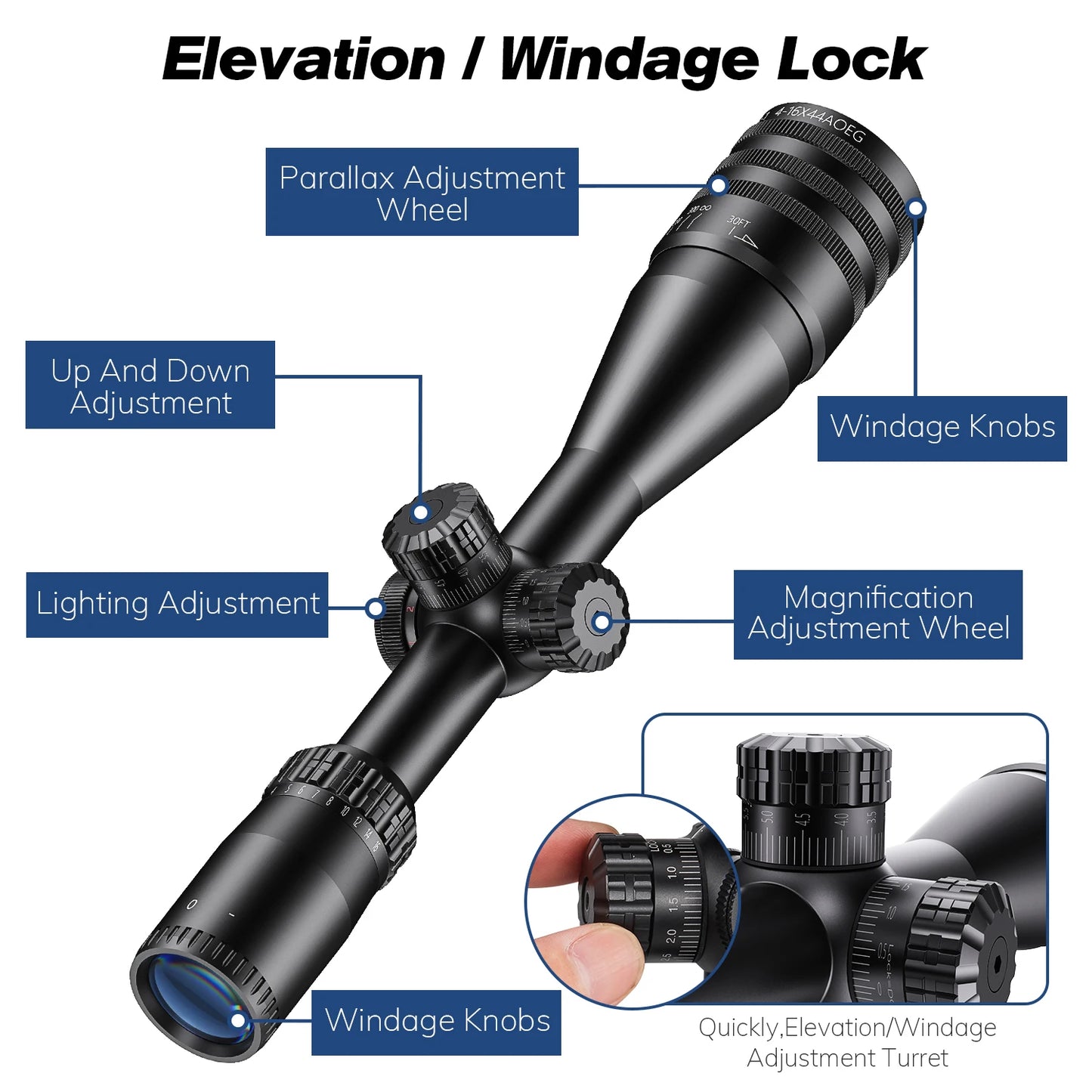 Bestsight Tactical 4-16x44 AOE Scope For Hunting And Airsoft