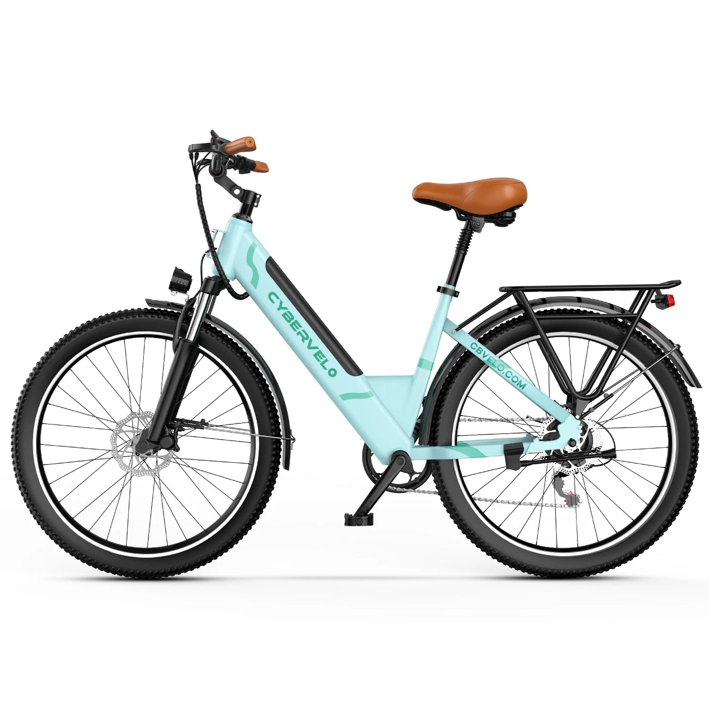 Cybervelo 1000W Peak 26" Electric Bike Adults 80Miles Removable Battery 7-Speed Ebike Beach Snow Commute E Bicycle for Men Women EK2