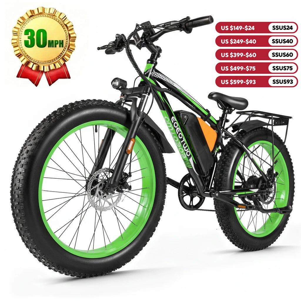 EOEOTWO Fat Tire Electric Mountain Bike 1000W Motor