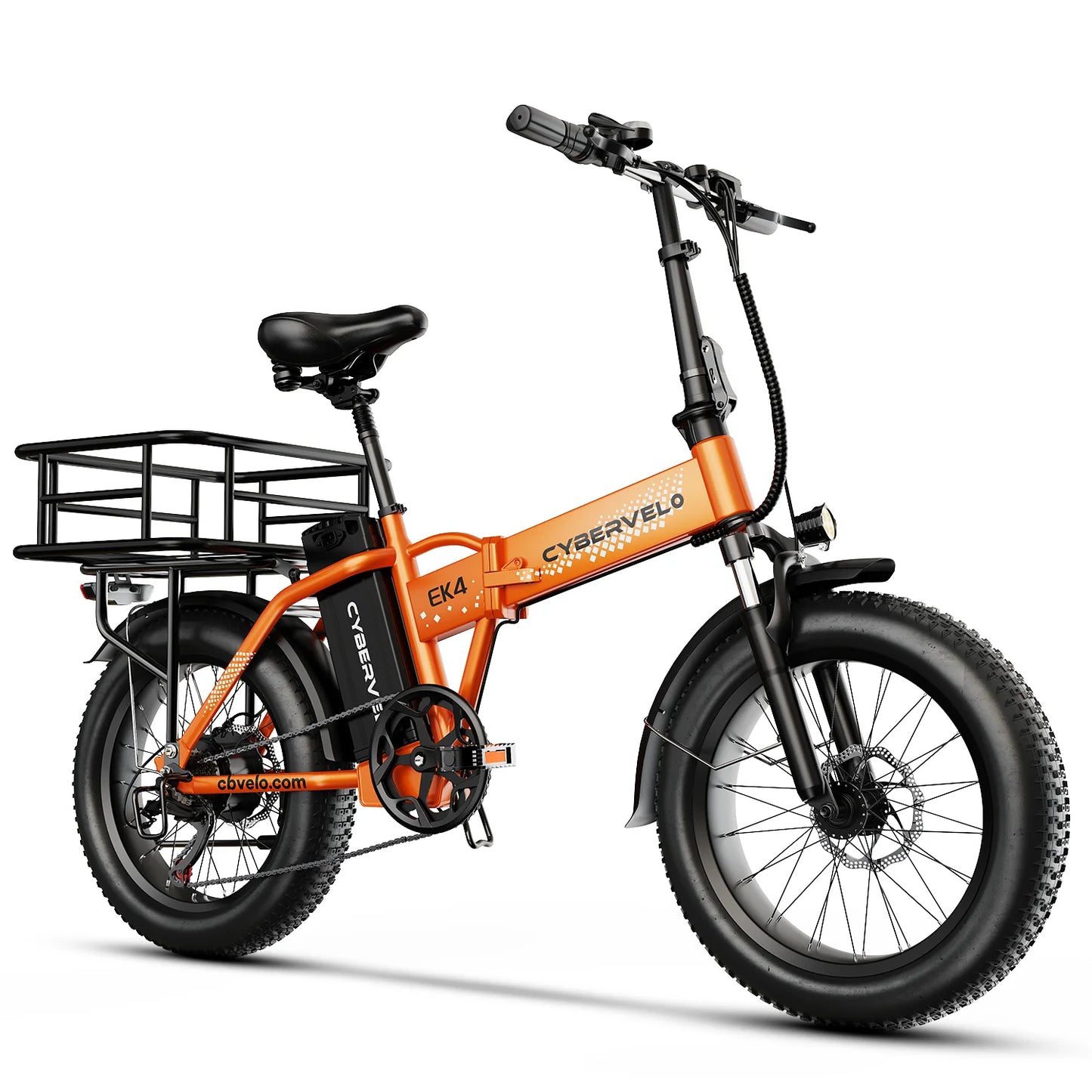 Cybervelo 1000W Peak High-speed Brushless Folding 20 Inch Fat Tire Electric Bike for Adults 48V 20.8Ah/50Ah Removable Battery 80 Miles Range Commuter E-Bicycle EK4